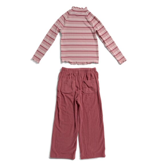 B TWEEN Rose Big Girls 2pc Striped Top And Corduroy Pants Set With Hair Clip - Picture 2 of 2